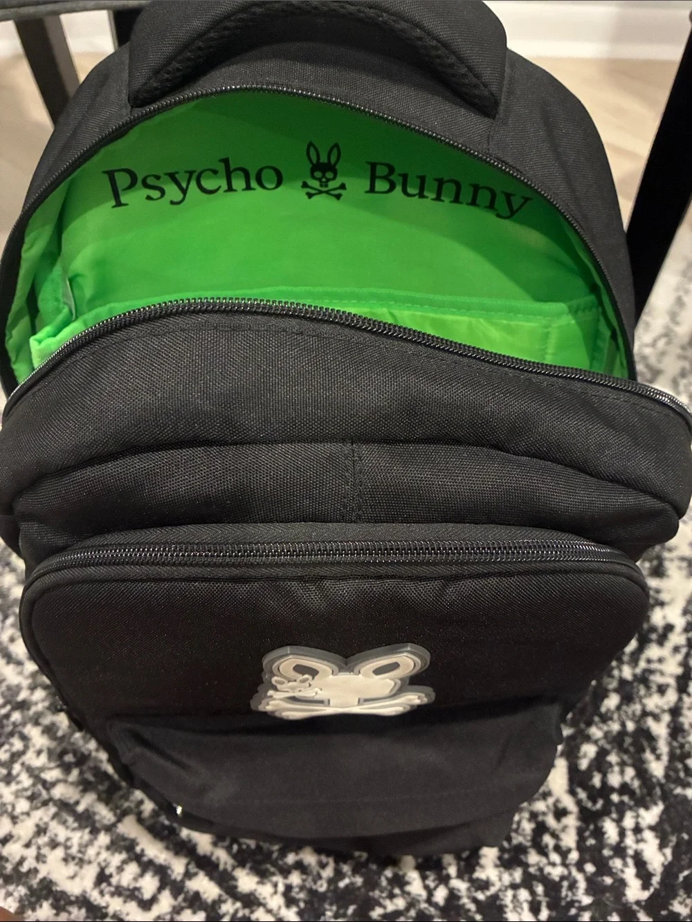 Psycho Bunny Black Backpack with White Logo